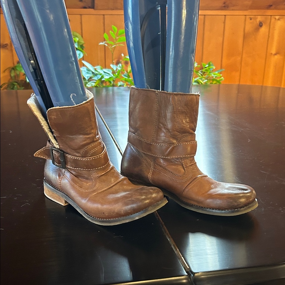 Aldo Brown Leather Ankle Booties